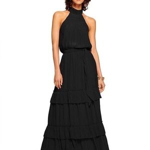 Ramy Brook black Genevieve tiered halter maxi dress - Small NWT